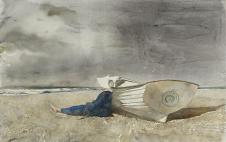 安德鲁怀斯 andrew wyeth 水彩作品:靠着船的女人