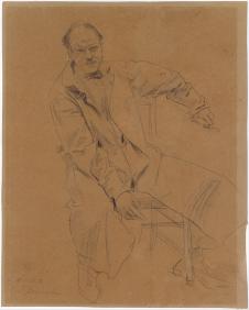 萨金特素描作品: 坐着的男人速写欣赏