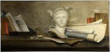 夏尔丹油画静物: 石膏头像静物与艺术的特性