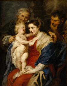 鲁本斯油画作品:圣家庭与圣安娜