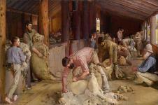 汤姆·罗伯茨 Tom Roberts作品: Shearing the rams 剪羊毛