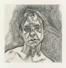 画家弗洛伊德素描高清作品  赤身裸体的少女的头像