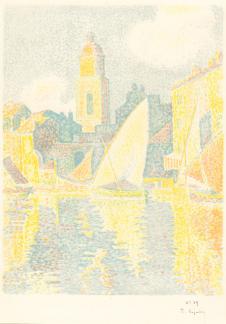 西涅克作品: 圣特罗佩的港口 高清点彩油画欣赏