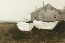 安德鲁怀斯作品:海边的房子和船