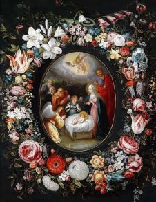 小勃鲁盖尔作品:圣母子和花环