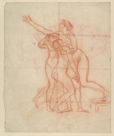 雅克路易大卫素描作品: 三个裸体女人素描