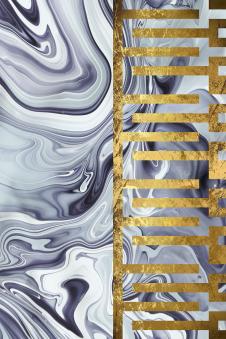水性抽象画结合金箔的装饰画素材下载 B