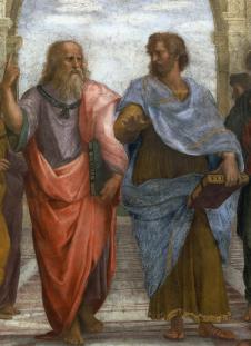 拉斐尔作品: 柏拉图与亚里士多德（《雅典学院》局部）