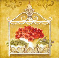 欧式窗台装饰画素材: 绣球花和花盆 B