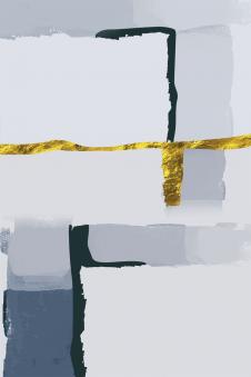 现代简约金箔抽象画: 金色蔚蓝系列 B