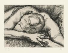 画家弗洛伊德素描高清作品  趴着睡的男人