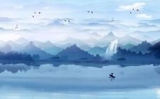 高清山水背景图片素材下载: 中式山水意境装饰画 N