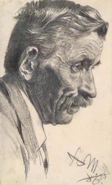 门采尔素描作品:  男人侧脸