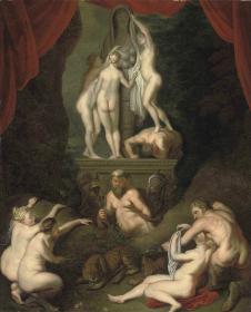 乔登斯作品: 神像下的男女裸体油画下载