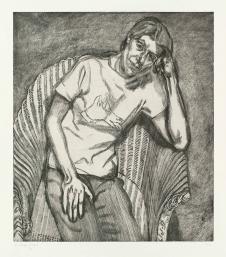 卢西安弗洛伊德素描作品  坐在椅子上的男人  高清图片