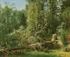 希施金高清风景油画作品 被砍倒的树  大图下载