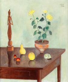欧美现代画: 桌子上的小雏菊油画欣赏