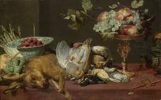 弗兰斯·斯尼德斯 Still life with small dead game and fruit