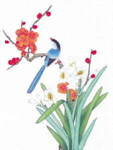 梅花枝头小鸟国画欣赏: 兰花与小鸟