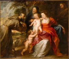 鲁本斯油画作品: 圣母油画the holy family with saints francis and anne and the infant saint john the baptist