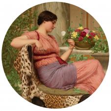 格维得作品: 赏花的妇女油画欣赏