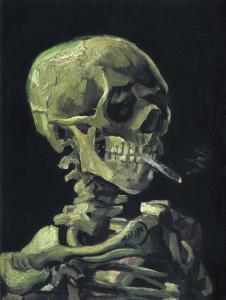 梵高作品：头骨与香烟燃烧(吸烟的头骨)