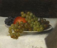 方丹·拉图尔作品: 盘子里的苹果和葡萄