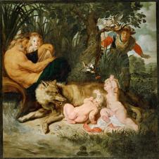 鲁本斯油画作品: 狼喂养罗穆卢斯和瑞摩斯