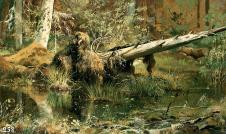 希施金高清风景油画作品 河边的枯木  大图下载