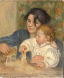 雷诺阿高清油画:雷诺阿加布里•埃雷纳和年幼的儿子