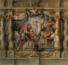 鲁本斯油画作品: 高台上的皇帝和将军油画欣赏
