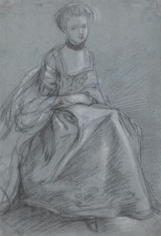 庚斯博罗素描作品: 坐着的夫人素描欣赏