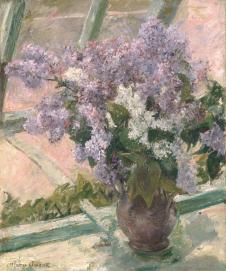卡萨特作品:窗台的紫丁香 Lilacs in a Window