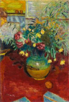 博纳尔油画:  VASE DE FLEURS AVEC FIGURE 有花的花瓶
