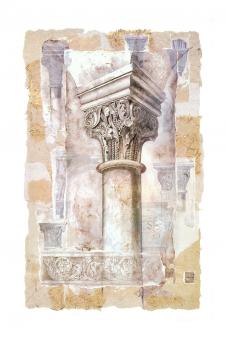 高清两联欧式建筑装饰画: 罗马柱水彩画 B
