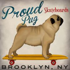 动物装饰画素材,狗装饰画:玩滑板的沙皮狗