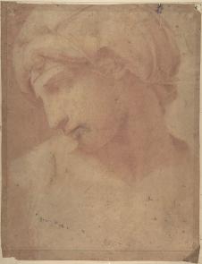米开朗基罗素描作品: 石膏头像