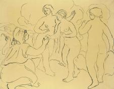 雷诺阿素描作品: 一群浴女