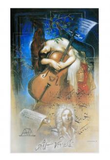 欧式人物装饰画素材: 拉小提琴的女人 B 乐谱装饰画