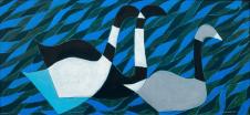 欧美抽象油画: 色块抽象画之鸭子