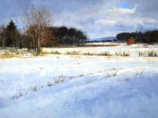 乡村林间雪景油画欣赏