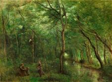 柯罗油画风景高清作品: 树林