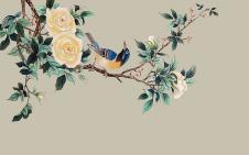 中式巨幅梅花背景墙素材: 花鸟装饰画 H
