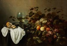 彼得·克莱兹静物油画:酒杯与水果