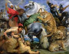鲁本斯油画作品: 袭击士兵的老虎油画欣赏