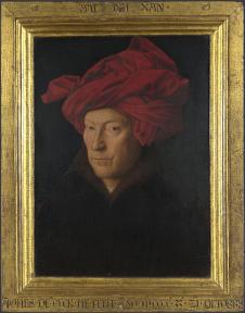 凡·艾克作品: 戴红头巾的青年男子 - man in a turban(Self Portrait)