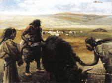 陈丹青 西藏组画 刮牛毛的牧人