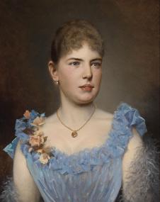 安东·艾伯特 Portrat einer Dame in blauem Kleid