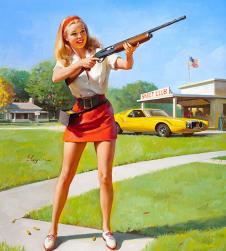 拿枪的美国美女
