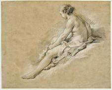 布歇素描作品: 坐着的裸女素描欣赏